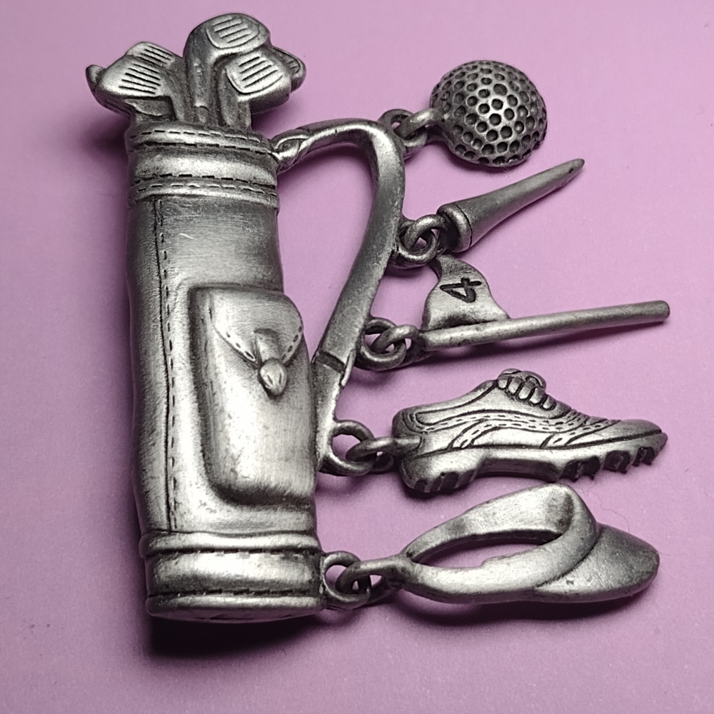 Stylish Silver Golf Bag Brooch